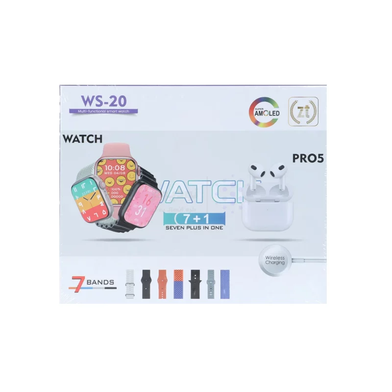 پک ساعت هوشمند و ایرفون بی سیم مدل WS-20 - طلایی - تصویر 7