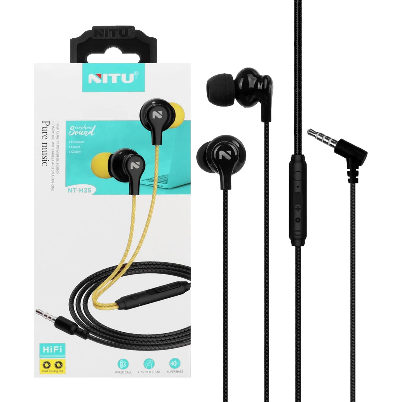 1593-529744-1 هندزفری با سیم NITU مدل H25 - مشکی - تصویر 1
