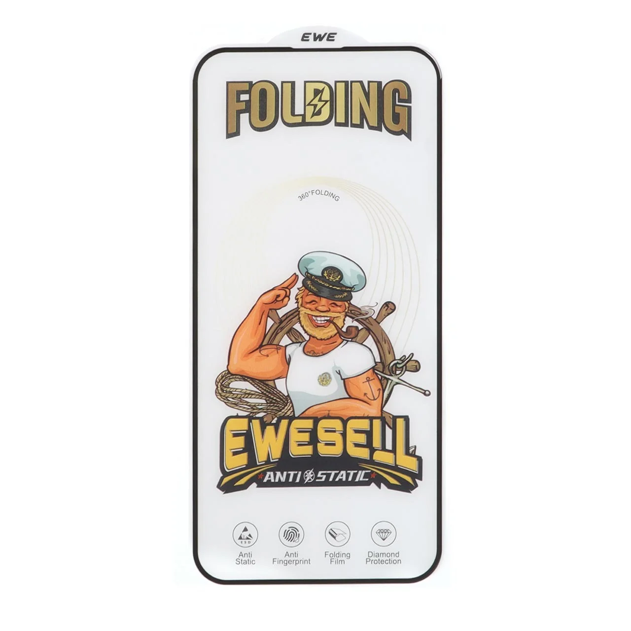 19136-1614638-1 محافظ صفحه نمایش شیشه ای Full Cover Ewesell Anti Static Folding مدل Apple iPhone 15 Pro Max - تصویر 1