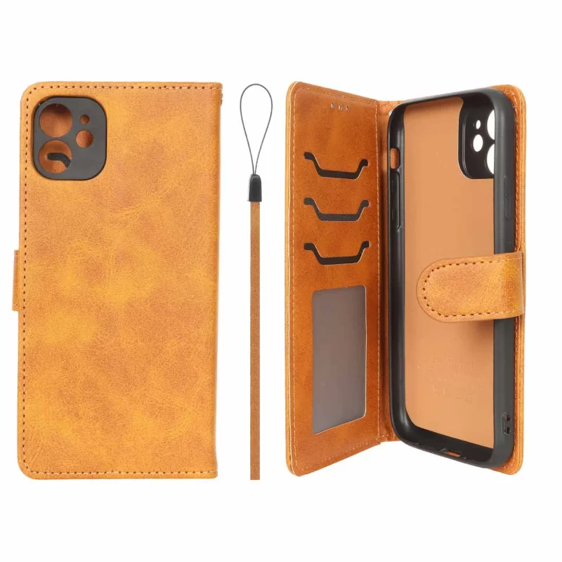 کیف موبایل مگنتی درجه یک داخل خز MNC Plus مدل Apple iPhone 11 - عسلی - تصویر 2