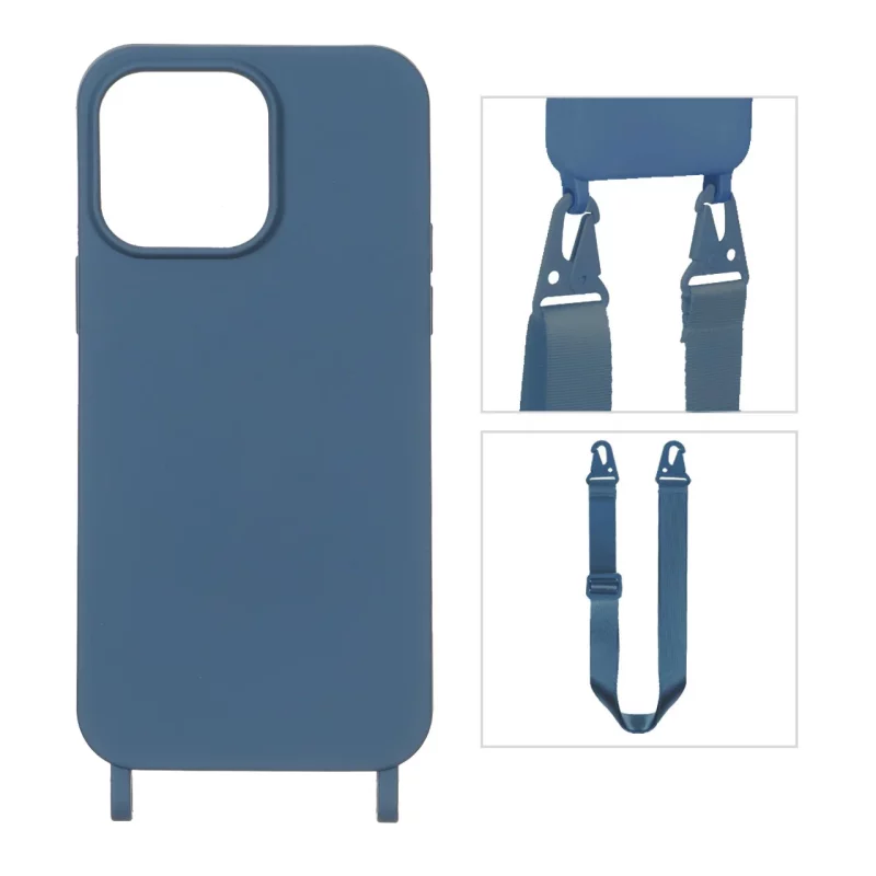 قاب CrossBody با بند لندیار Apple iPhone 14 Pro Max - آبی تیره - تصویر 2