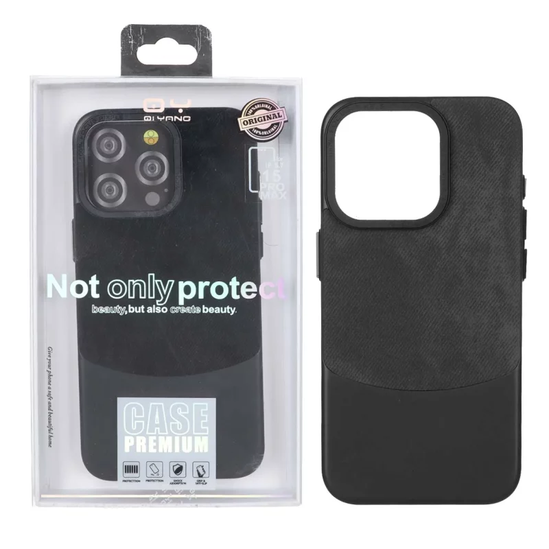 قاب QY دو تکه جیر Focus Pixels مدل Apple iPhone 15 Pro Max - مشکی (پک دار) - تصویر 2