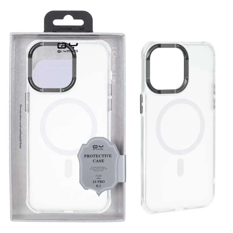 قاب QY مات Magsafe لنز آلومینیومی Apple iPhone 15 Pro Max - مشکی (پک دار) - تصویر 2