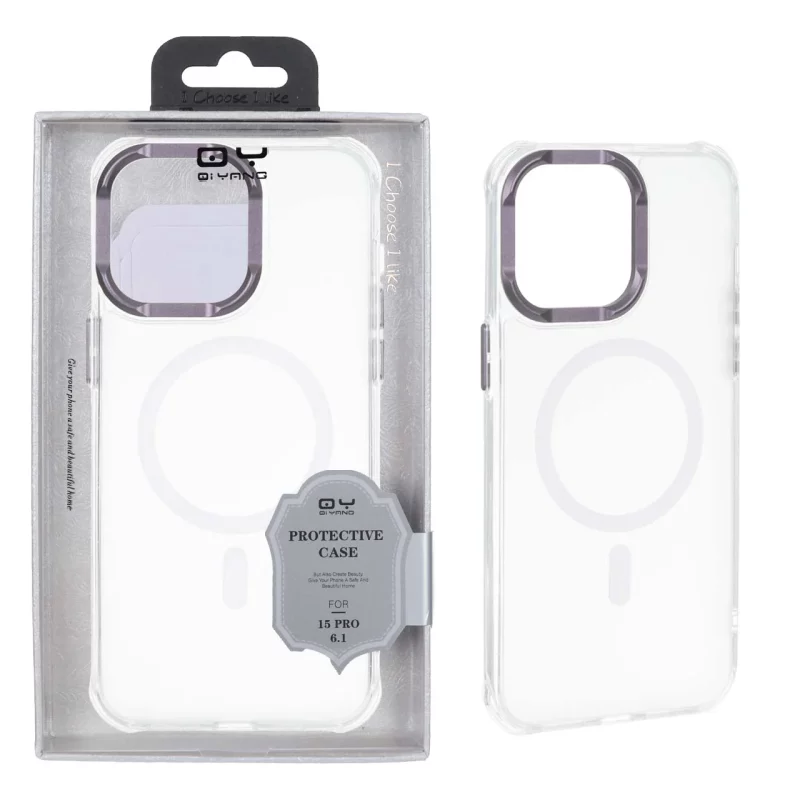 قاب QY مات Magsafe لنز آلومینیومی Apple iPhone 15 Pro Max - بنفش (پک دار) - تصویر 2