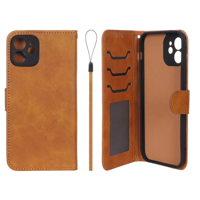 کیف موبایل مگنتی درجه یک داخل خز MNC Plus مدل Apple iPhone 12 - عسلی - تصویر 2