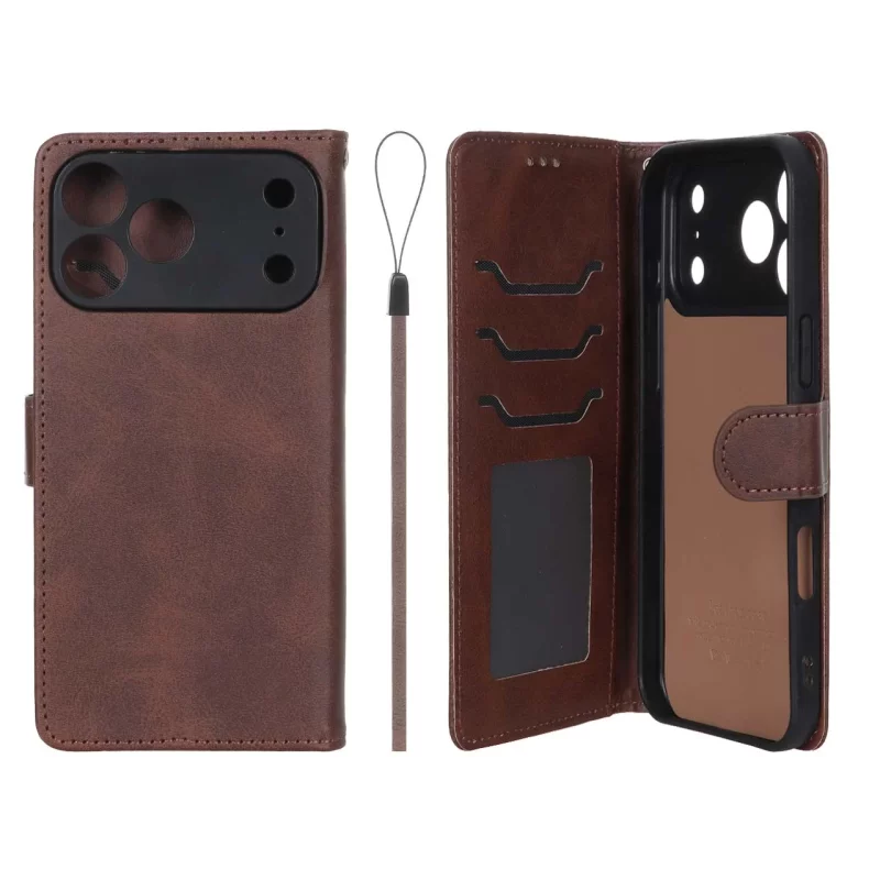 کیف موبایل مگنتی درجه یک داخل خز MNC Plus مدل Apple iPhone 17 Pro Max - قهوه ای - تصویر 2