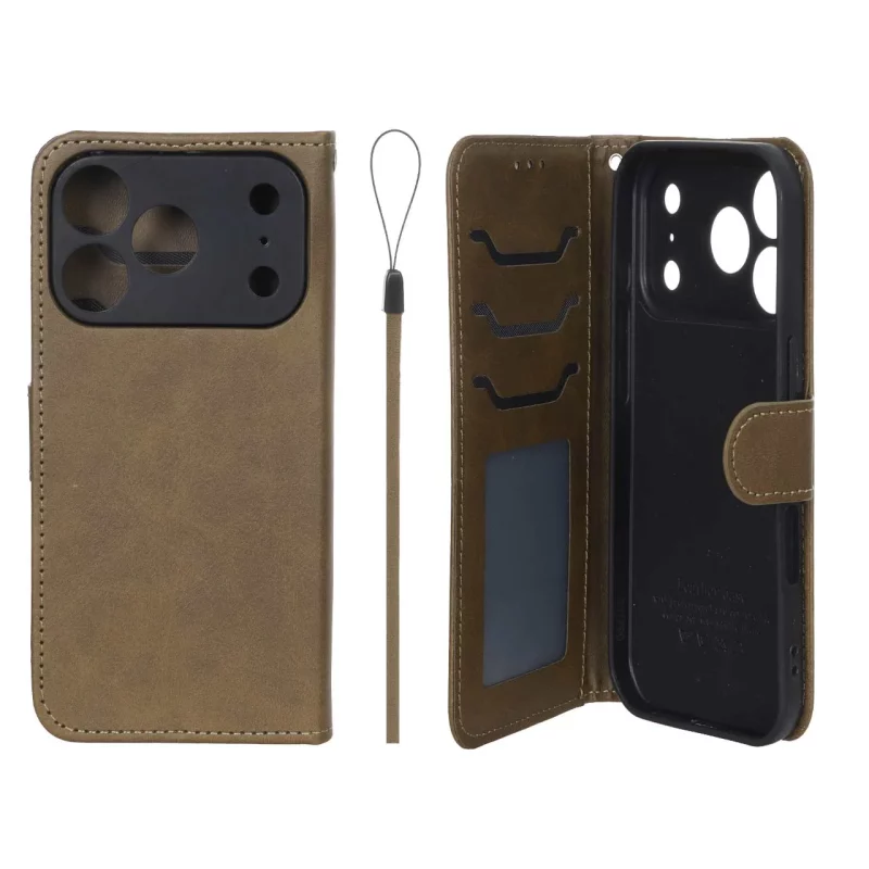 کیف موبایل مگنتی درجه یک داخل خز MNC Plus مدل Apple iPhone 17 Pro - سبز زیتونی - تصویر 2