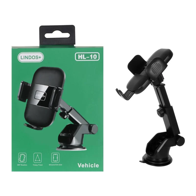 هولدر گوشی موبایل پایه دار +Lindos مدل HL-10 - مشکی - تصویر 2