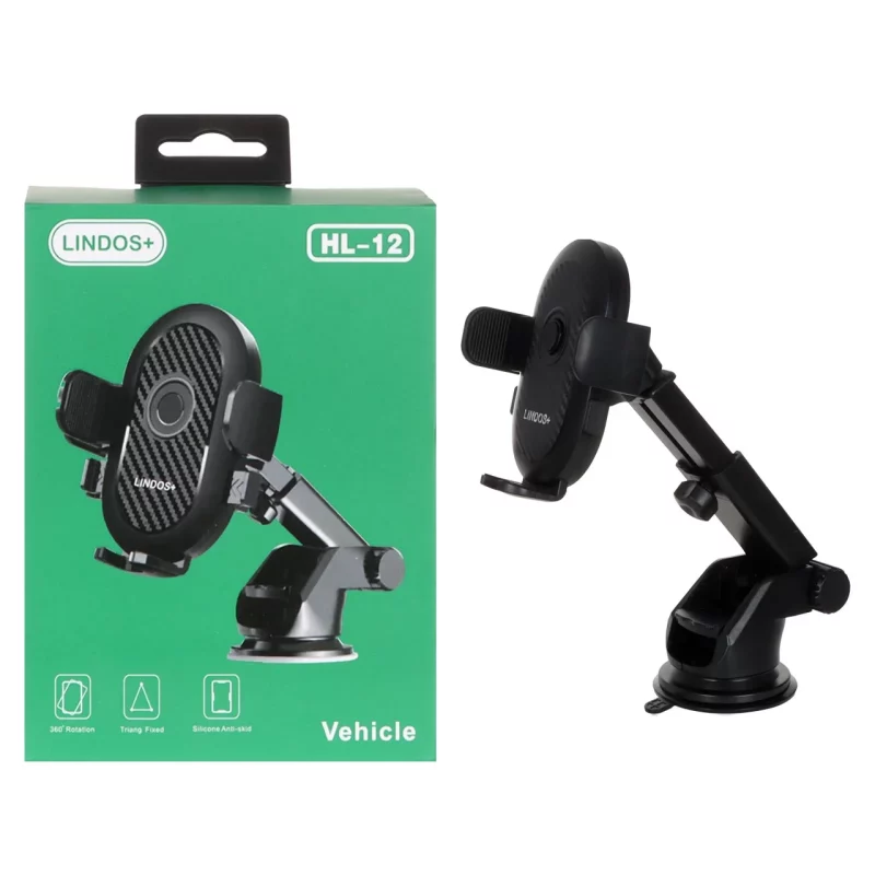 هولدر گوشی موبایل پایه دار +Lindos مدل HL-12 - مشکی - تصویر 2