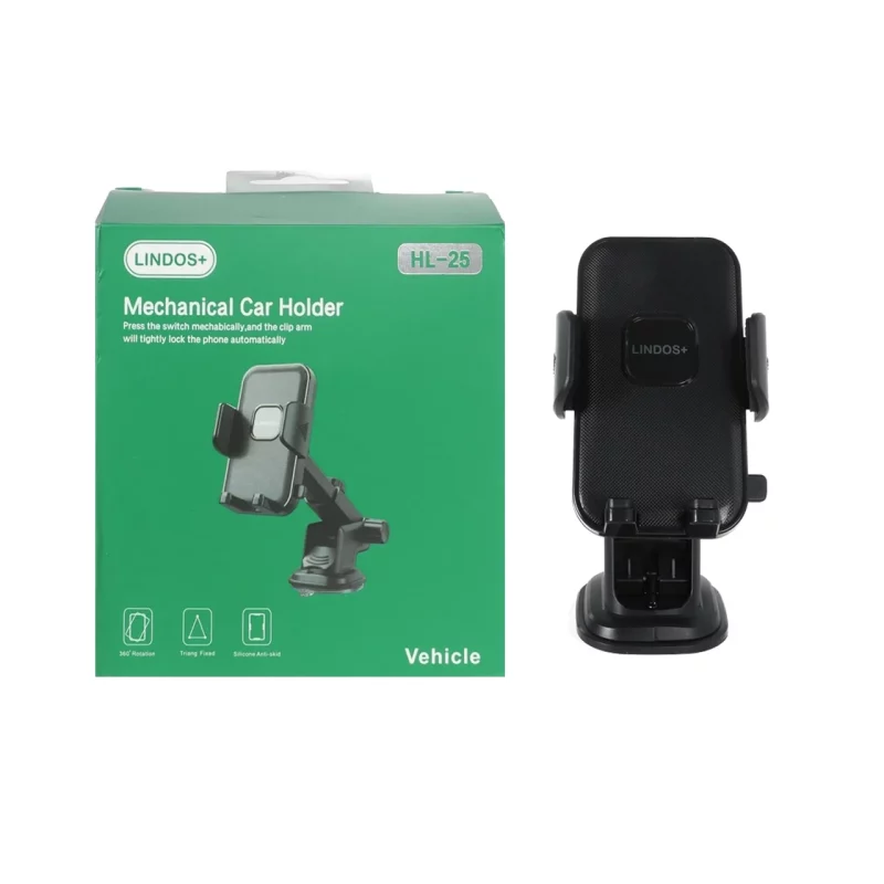 هولدر گوشی موبایل پایه دار +Lindos مدل HL-25 - مشکی (گارانتی تعویض یکساله شرکتی) - تصویر 2