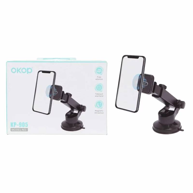 هولدر گوشی موبایل پایه دار مگنتی Okop مدل KP-905 - مشکی - تصویر 2
