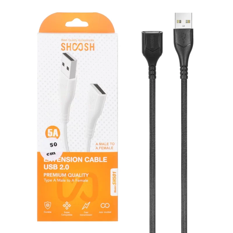 کابل افزایش طول 50 سانتی Shoosh USB2.0 مدل SH501 - مشکی - SMO - تصویر 2