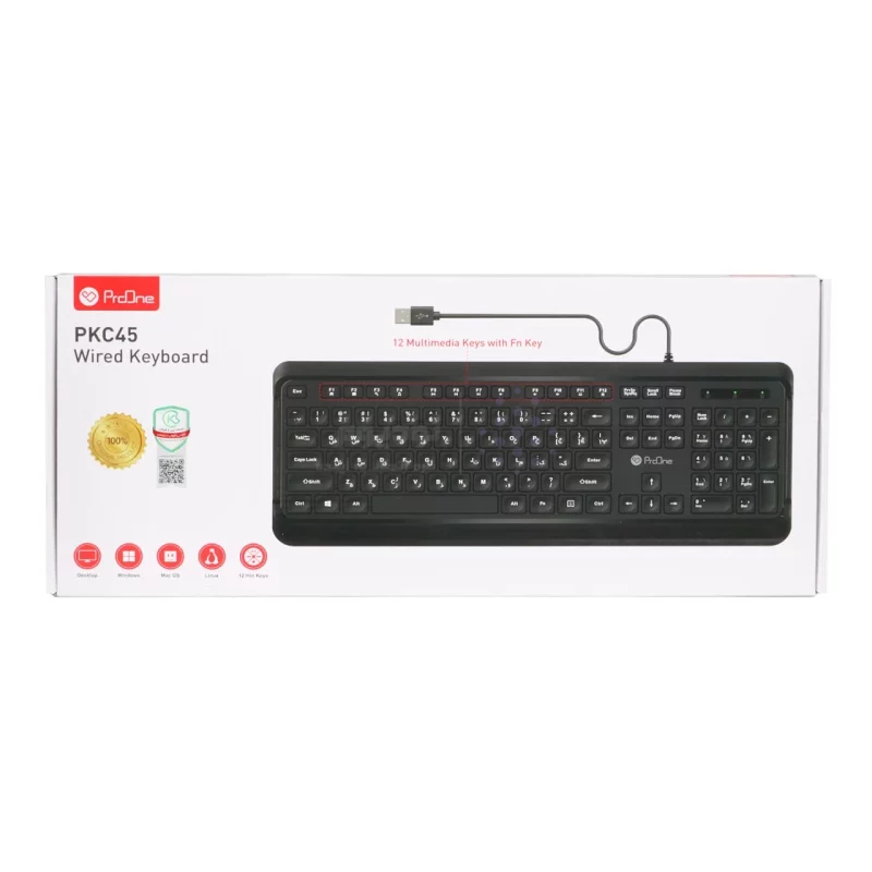 کیبورد باسیم ProOne مدل PKC45 - مشکی - تصویر 7