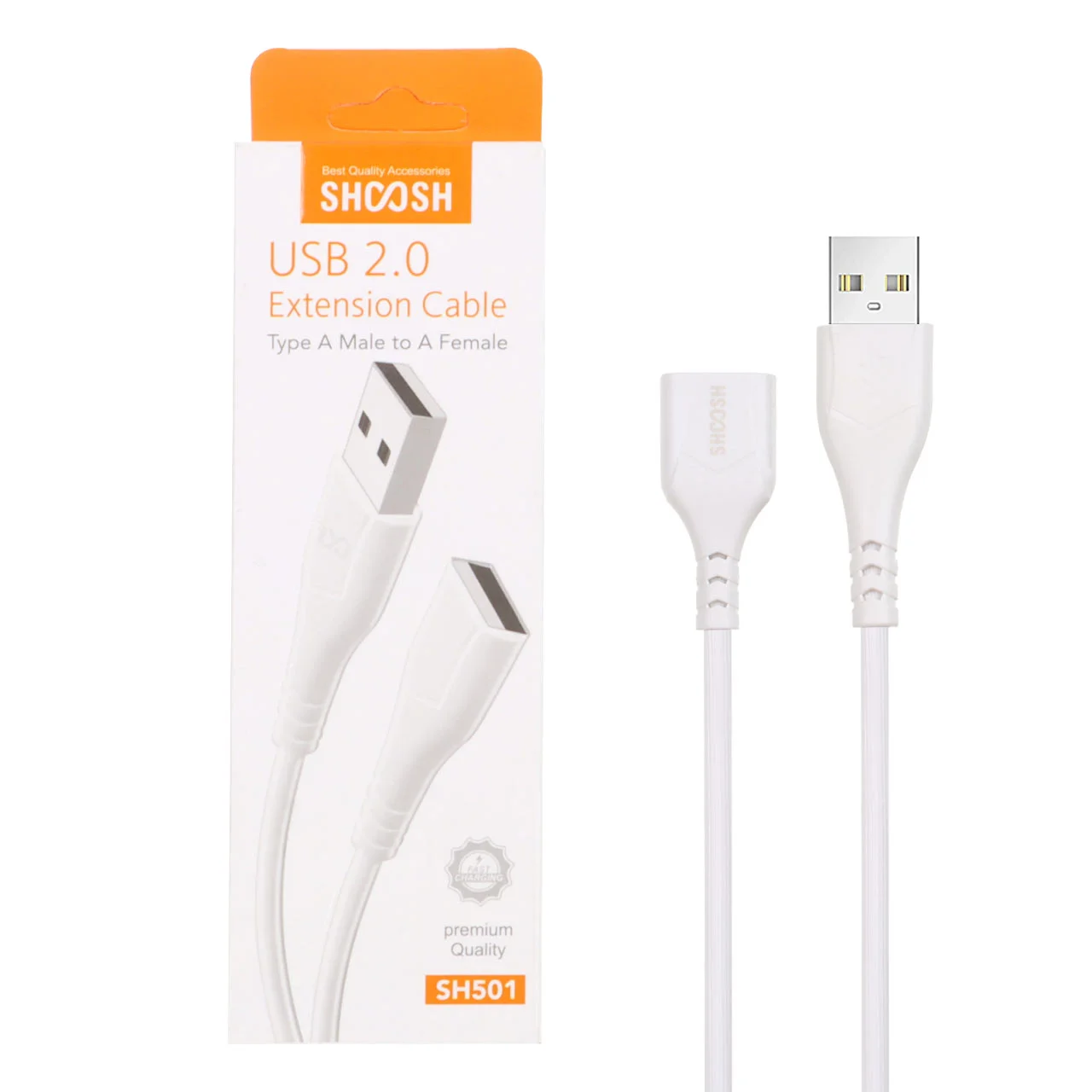 2541-1215680-1 کابل افزایش طول 30 سانتی Shoosh USB2.0 مدل SH501 - سفید - SMO - تصویر 1