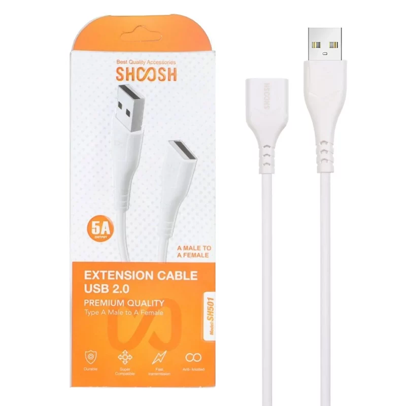 کابل افزایش طول 50 سانتی Shoosh USB2.0 مدل SH501 - سفید - SMO - تصویر 2