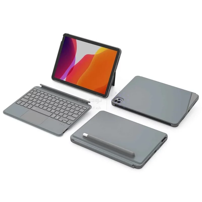 کاور کیبورد دار مغناطیسی بی سیم 10.5 و iPad 10.2 اینچ Wiwu مدل Combo - خاکستری MN - تصویر 3