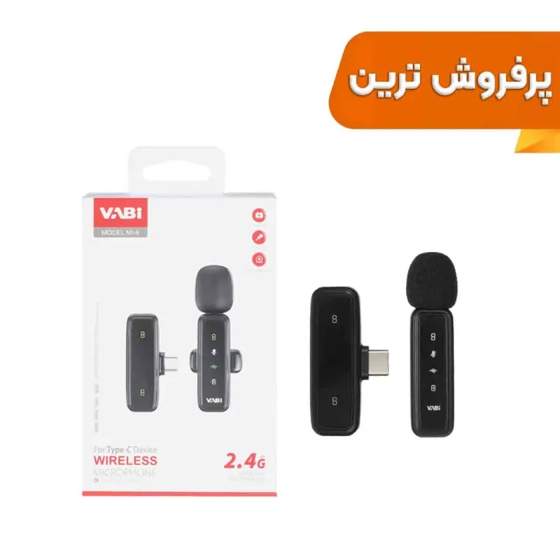 میکروفون بی سیم VABI Type-C مدل MI-4 - مشکی - تصویر 2