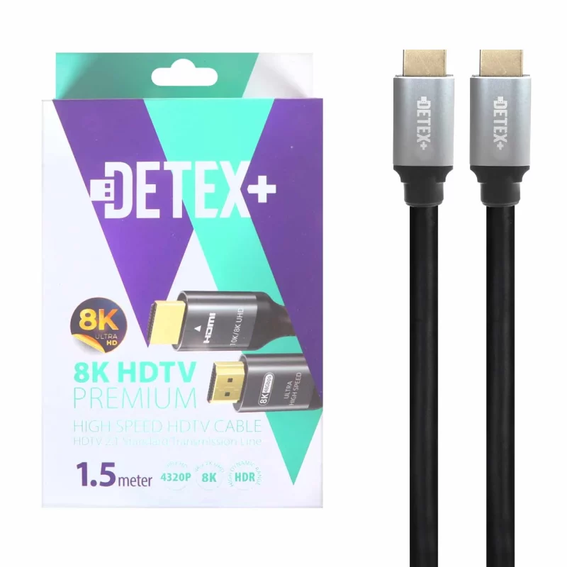 کابل 1.5 متری DETEX+ HDMI 8K - مشکی - تصویر 2