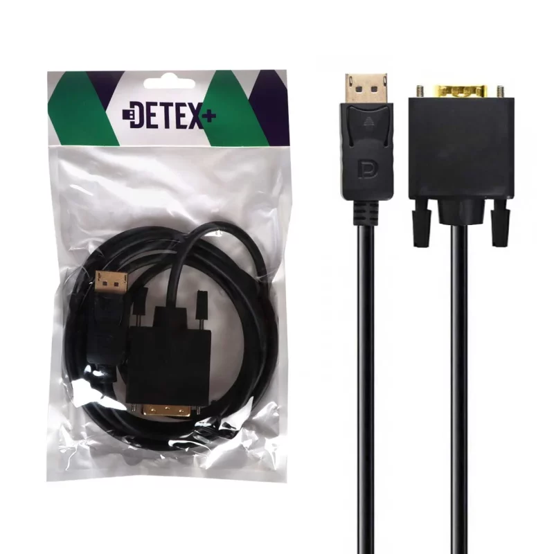 کابل 1.8 متری DETEX+ DP To DVI - مشکی - تصویر 2