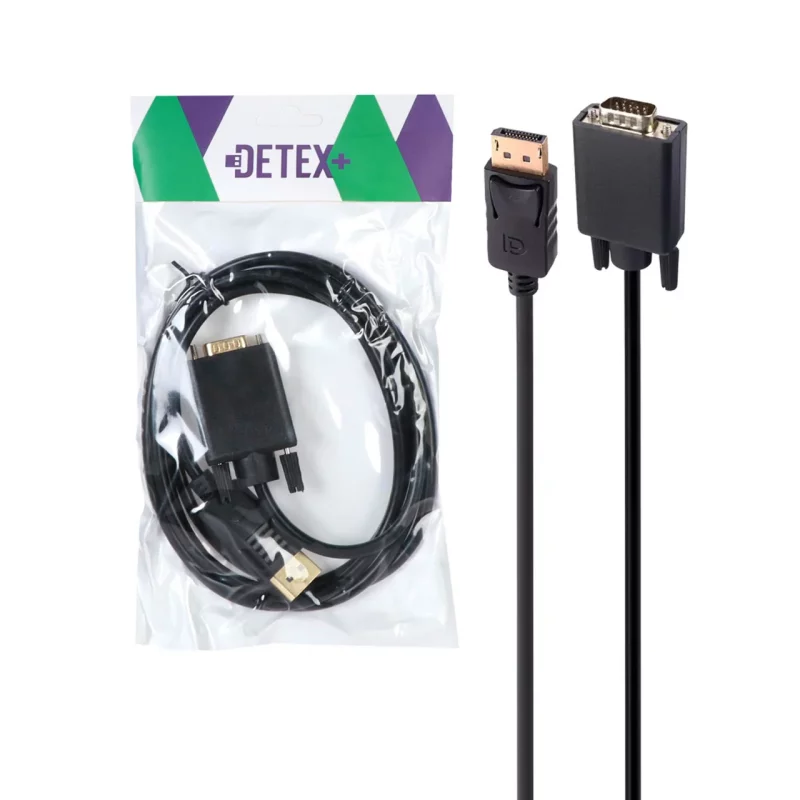 کابل 1.8 متری DETEX+ DP To VGA - مشکی - تصویر 2