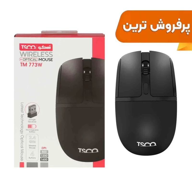 ماوس بی سیم TSCO مدل TM 773W - مشکی - تصویر 2