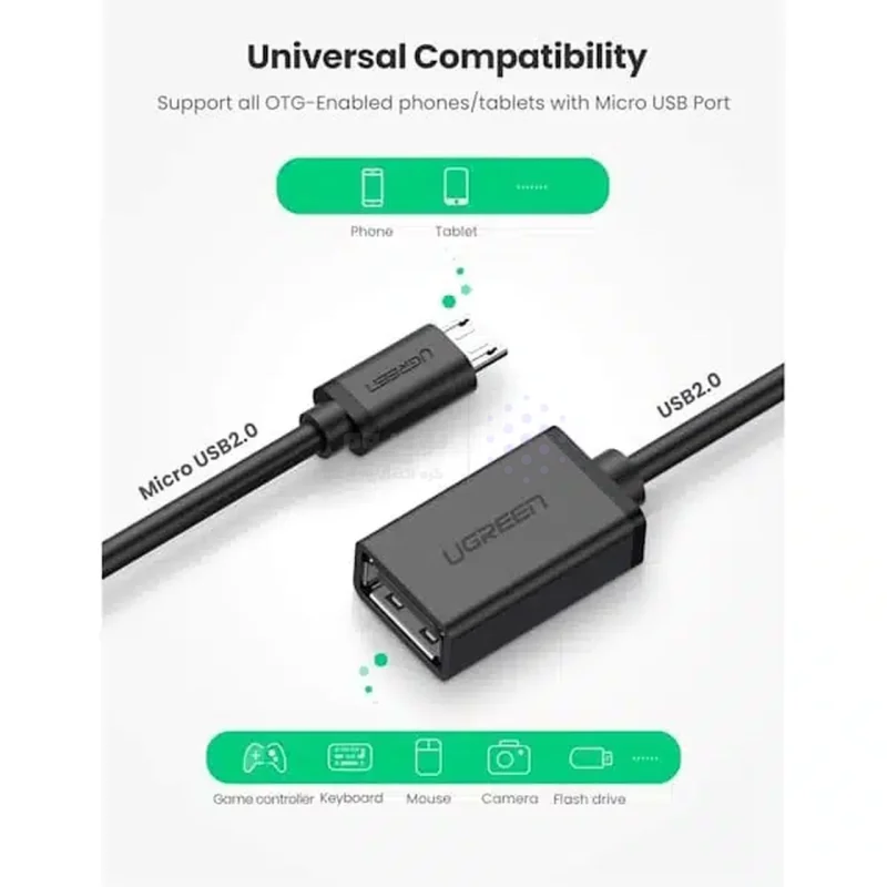 تبدیل UGREEN MicroUSB To USB Female مدل US133 - مشکی(10396) - تصویر 6