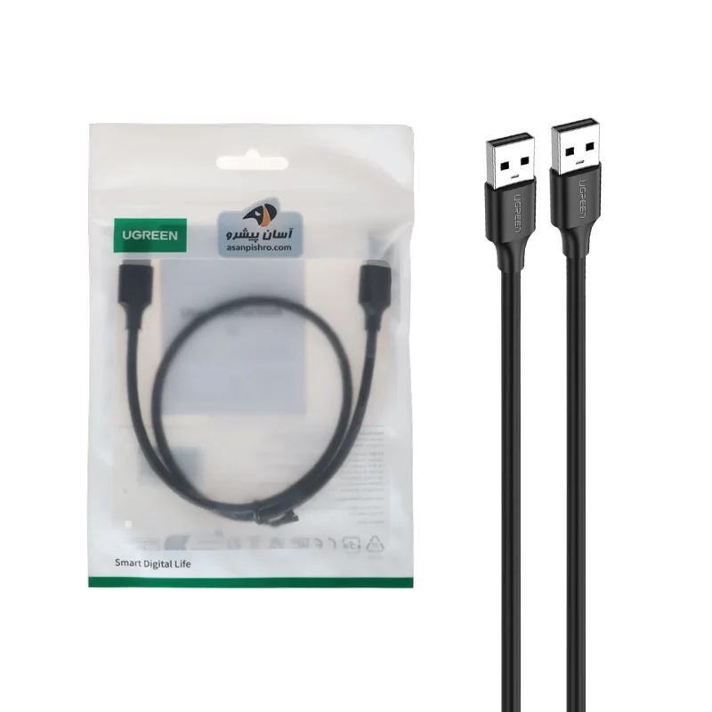 کابل نیم متری UGREEN USB2.0 مدل US102 - مشکی (گارانتی 18 ماهه آسان پیشرو)(10308) - تصویر 2