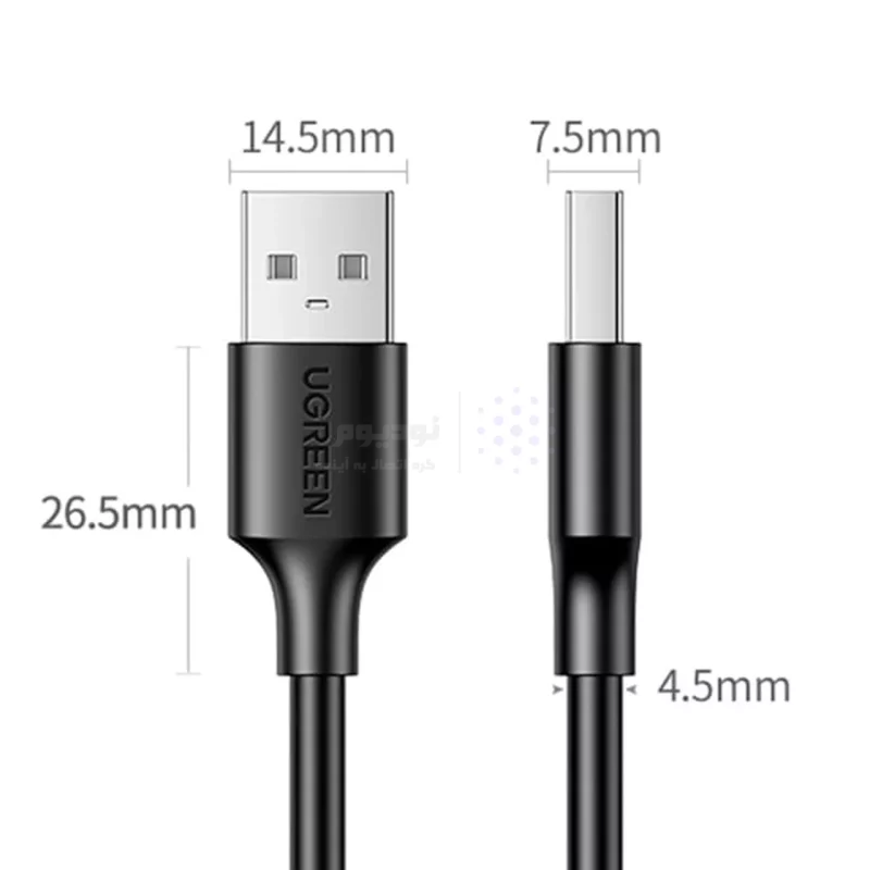 کابل نیم متری UGREEN USB2.0 مدل US102 - مشکی (گارانتی 18 ماهه آسان پیشرو)(10308) - تصویر 3