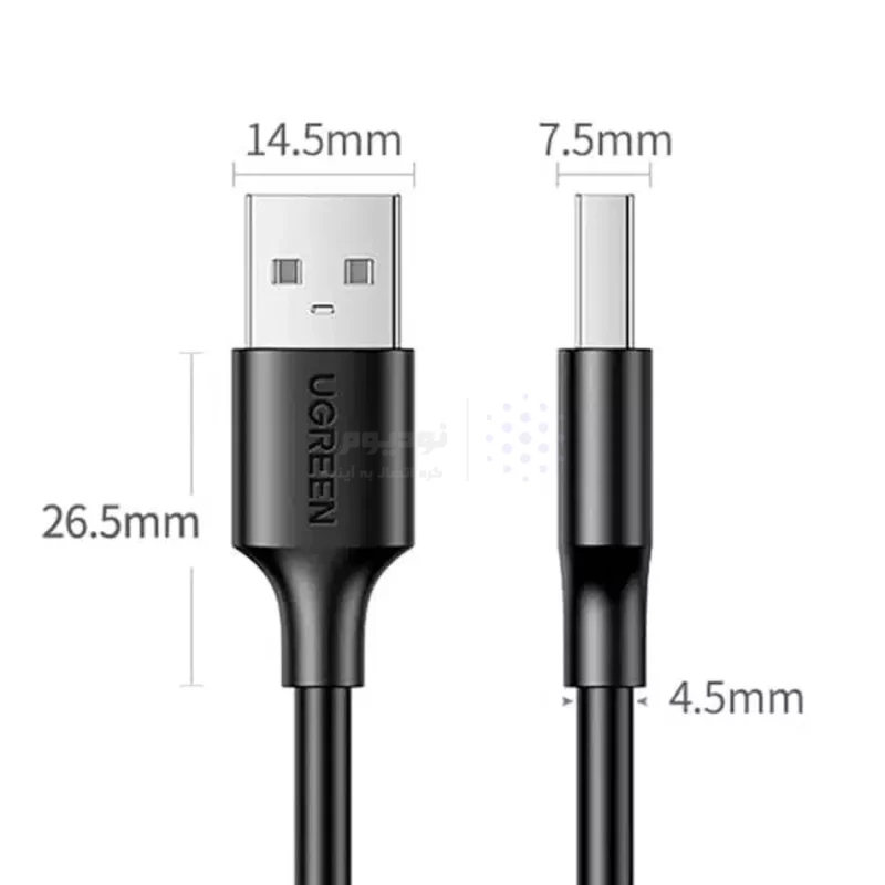 کابل یک و نیم متری UGREEN USB2.0 مدل US102 - مشکی(10310) - تصویر 10