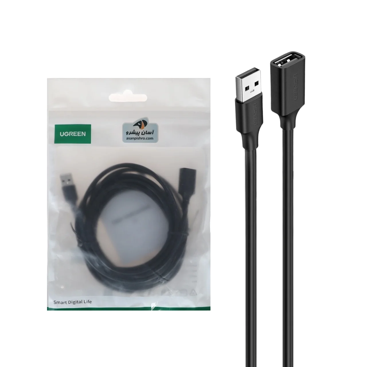 2541-4574826-1 کابل افزایش طول سه متری UGREEN USB2.0 مدل US103 - مشکی(10317) - تصویر 1