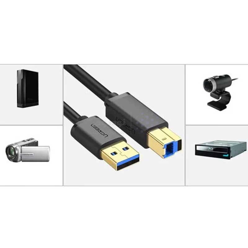 کابل دو متری پرینتر UGREEN USB3.0 مدل US210 - مشکی(10372) - تصویر 3