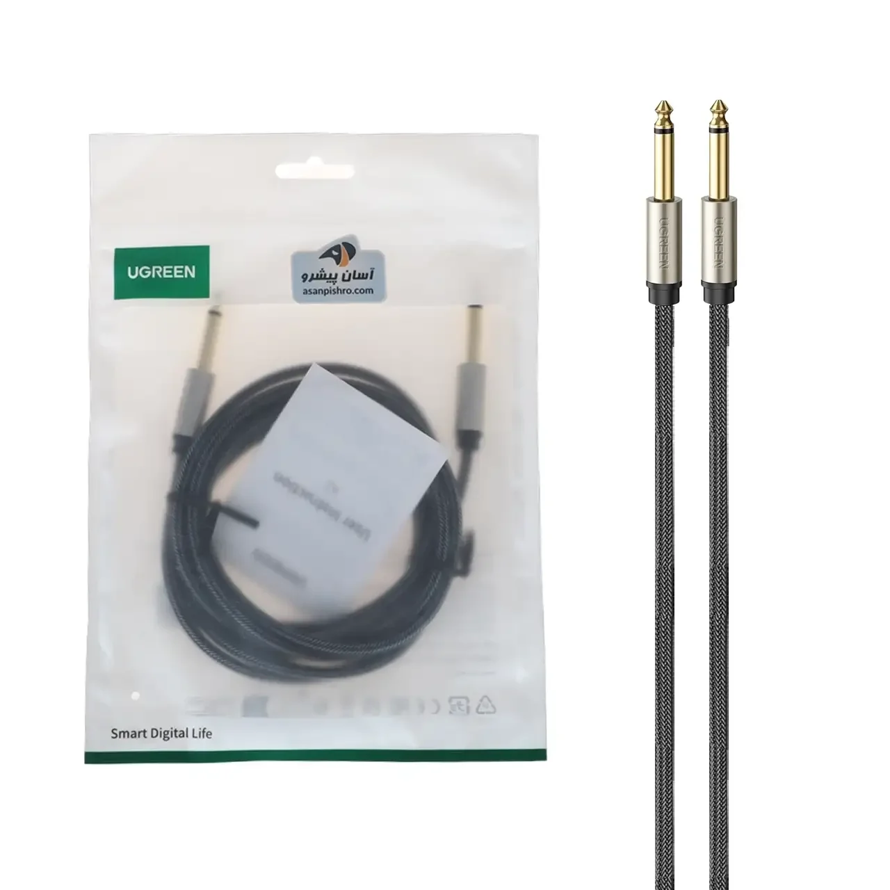 2541-4574884-1 کابل دو متری UGREEN 6.35mm TRS Stereo مدل AV128 - خاکستری(10638) - تصویر 1