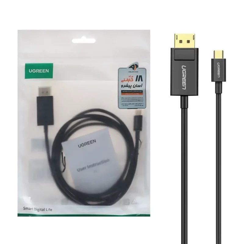 کابل تبدیل یک و نیم UGREEN Type-C To DP مدل MM139 - مشکی (گارانتی 18 ماهه آسان پیشرو)(50994) - تصویر 2