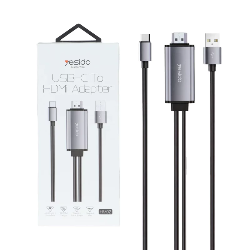 کابل Yesido Type-C To HDMI مدل HM02 - مشکی (گارانتی 18 ماه تعویض نیکان همراه) - تصویر 2