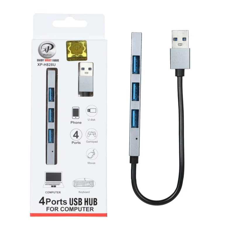 هاب 4 پورت XP Product USB2.0 مدل XP-H828U - نقره ای - تصویر 2