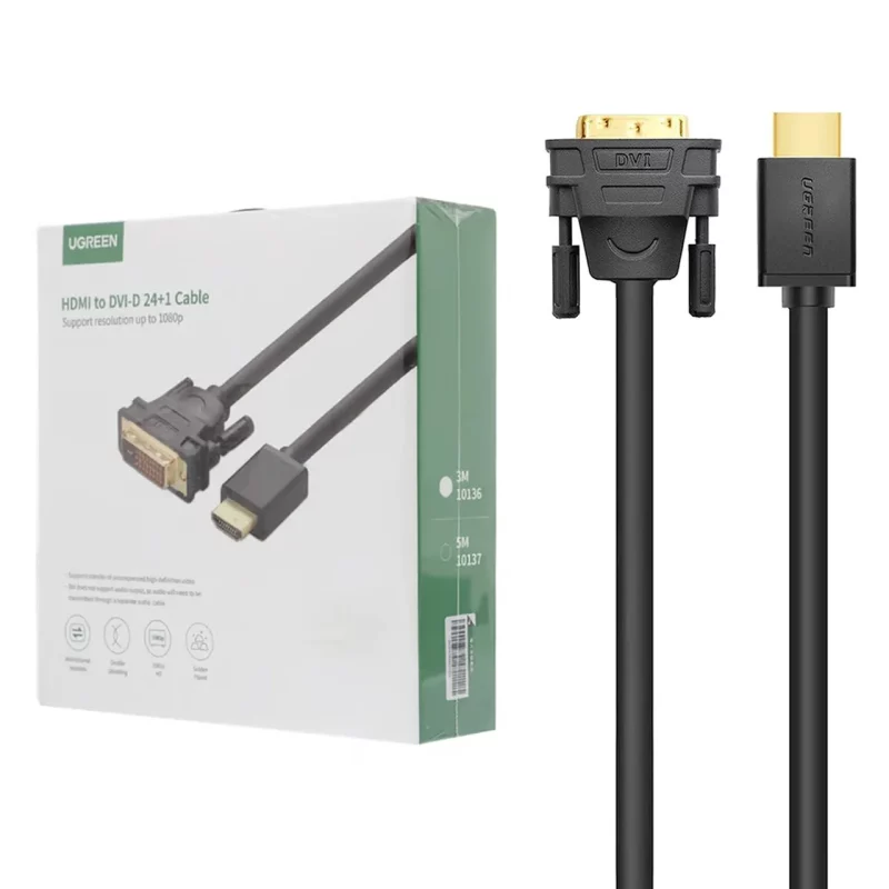 کابل 3 متری UGREEN HDMI To DVI-D 24+1 مدل 10136 - مشکی(10136) - تصویر 2