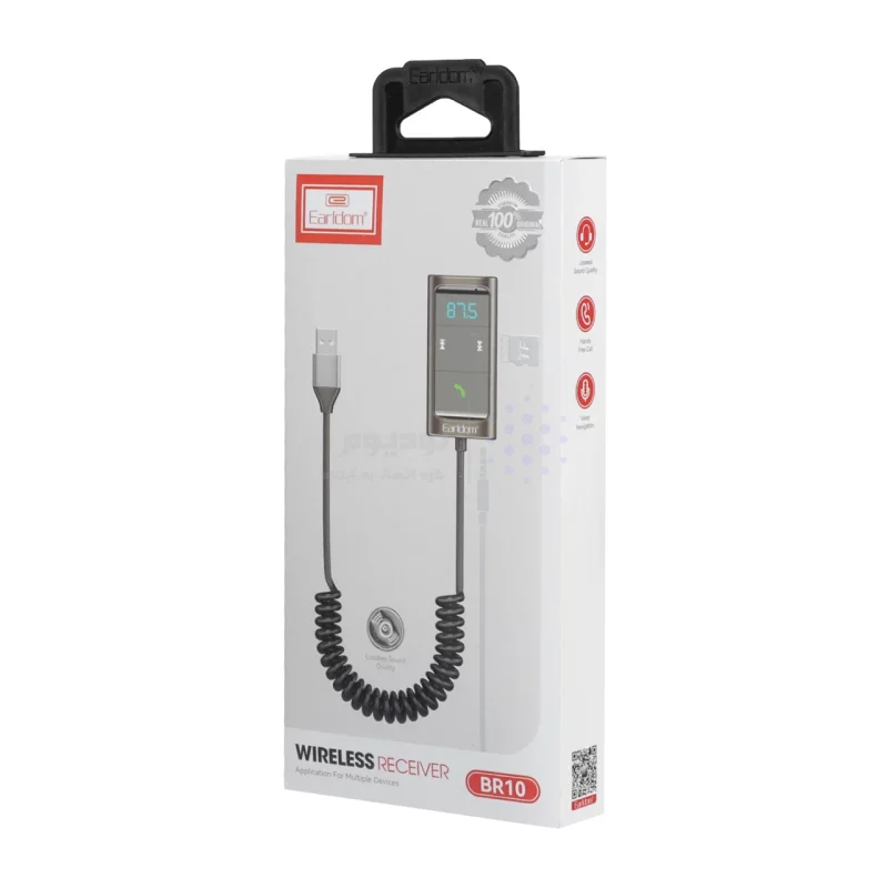 دانگل بلوتوث و گیرنده بلوتوث Earldom FMمدل ET-BR10 - خاکستری(دارای نمایشگر و سیم فنری) - تصویر 4