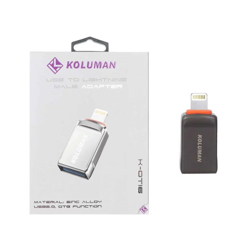 تبدیل Koluman USB3.0 OTG Lightning مدل K-OT16 - خاکستری (گارانتی یکساله PMC) - تصویر 2