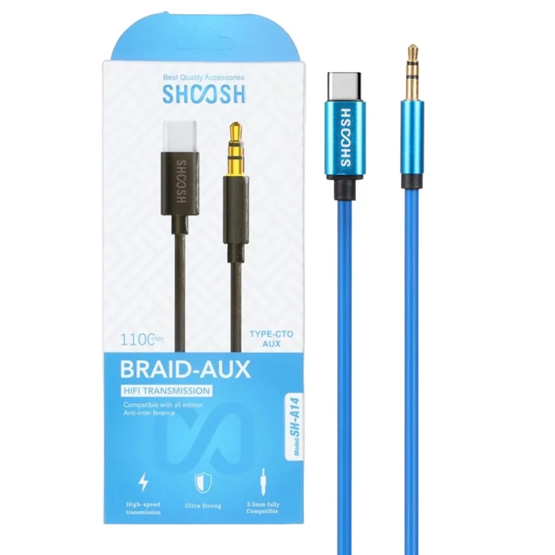 کابل تبدیل Shoosh AUX TO Type-C مدل SH-A14 - آبی - SMO - تصویر 2