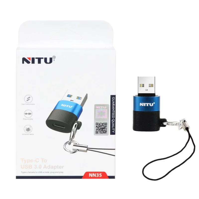 تبدیل NITU Type-C TO USB مدل NN35 - مشکی آبی (گارانتی 18 ماه تعویض نیکان همراه) - تصویر 2
