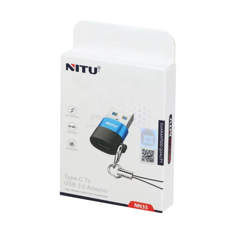 تبدیل NITU Type-C TO USB مدل NN35 - مشکی آبی (گارانتی 18 ماه تعویض نیکان همراه) - تصویر 3