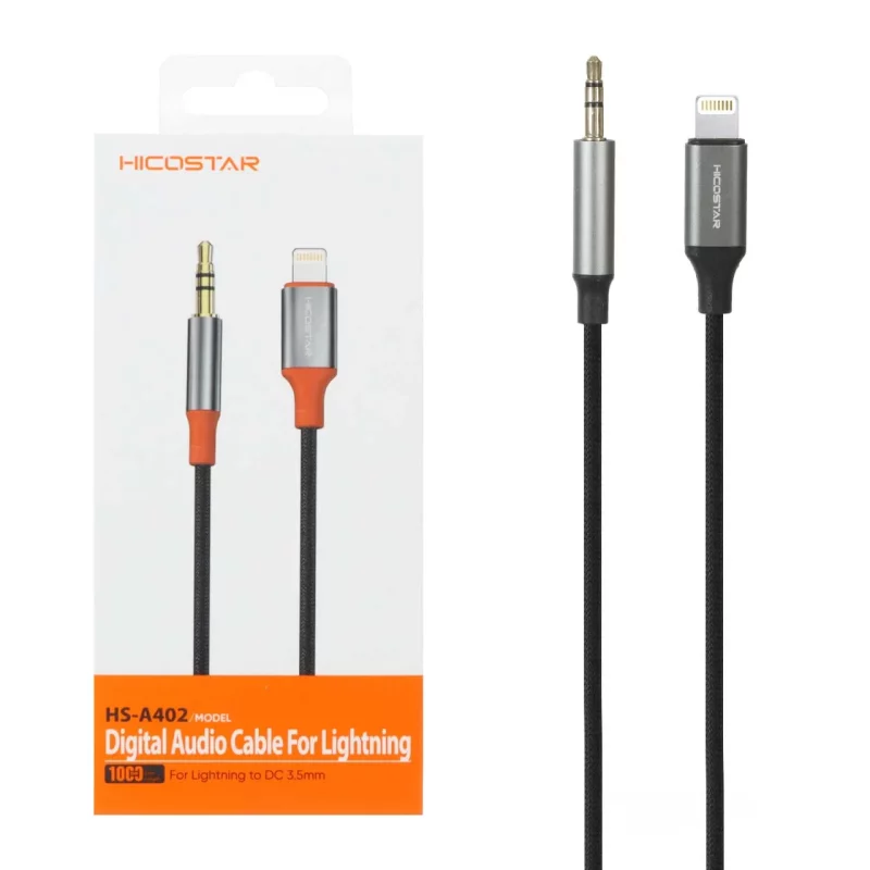 تبدیل Hicostar AUX TO Lightning مدل HS-A402 - مشکی - تصویر 2