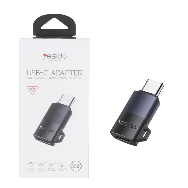 تبدیل Yesido Type-C To Lightning مدل GS28 60W - خاکستری (گارانتی 18 ماه تعویض نیکان همراه) - تصویر 2