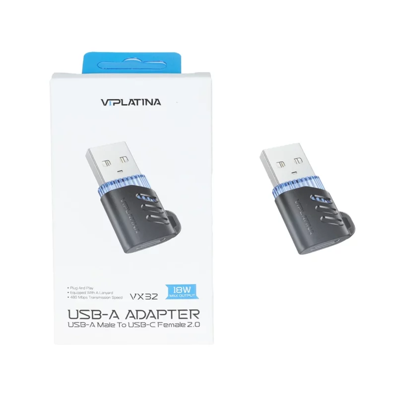 تبدیل VIPLATINA USB To Type-C مدل VX32 - مشکی (گارانتی 18 ماهه تعویض نیکان همراه) - تصویر 2