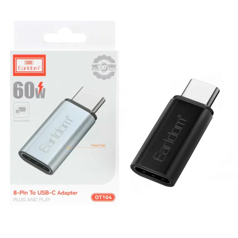 تبدیل Earldom Type-C To Lightning مدل OT104 - مشکی - تصویر 2