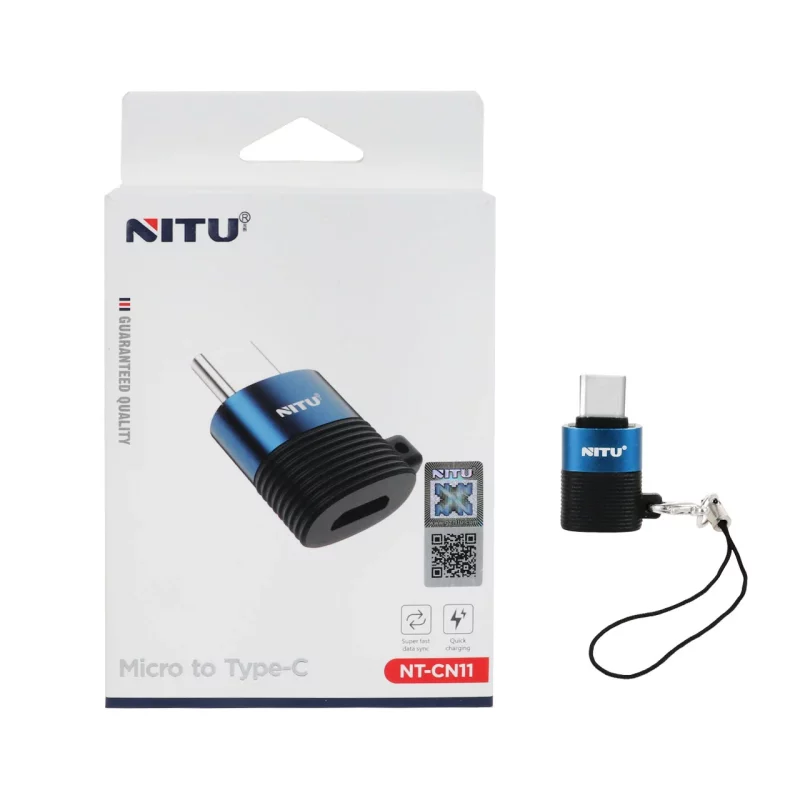 تبدیل NITU MicroUSB TO Type-C مدل CN11 - مشکی آبی (گارانتی 18 ماه تعویض نیکان همراه) - تصویر 2