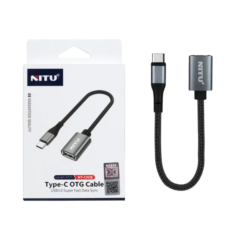 تبدیل NITU OTG Type-C مدل CN18 - مشکی خاکستری (گارانتی 18 ماه تعویض نیکان همراه) - تصویر 2