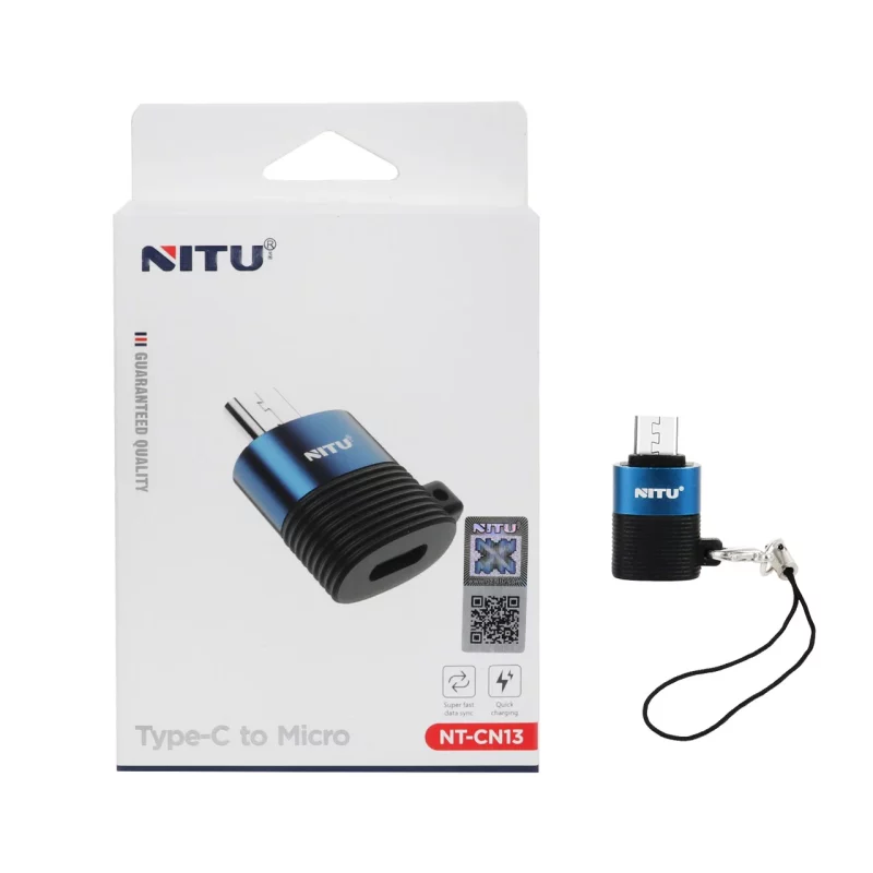 تبدیل NITU Type-C TO MicroUSB مدل CN13 - مشکی آبی (گارانتی 18 ماه تعویض نیکان همراه) - تصویر 2
