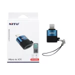 تبدیل NITU MicroUSB TO Lightning مدل CN12 - مشکی آبی (گارانتی 18 ماه تعویض نیکان همراه)