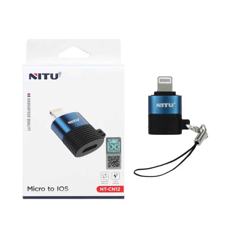 تبدیل NITU MicroUSB TO Lightning مدل CN12 - مشکی آبی (گارانتی 18 ماه تعویض نیکان همراه) - تصویر 2